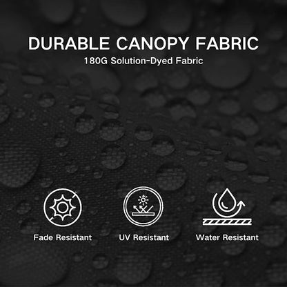 Kingdura 9ft 3-Tier Patio Umbrella with Solar Lights, Table Umbrella Outdoor Patio with Easy Crank & Tilt, 8 Sturdy Ribs, UV Protection, 32 LED Lights for Deck, Poolside, Market (Black)