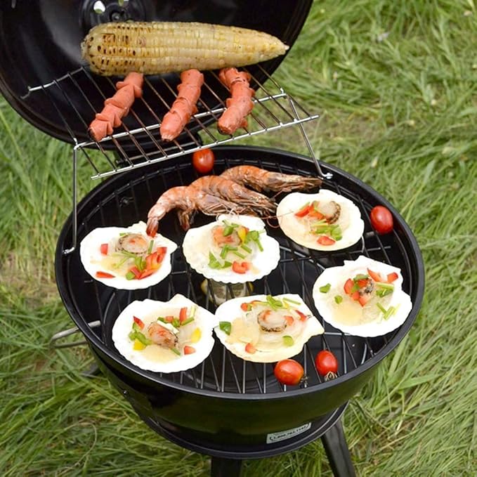 Foldable and Portable Portable Charcoal Grill with Lid Outdoor Cooking Camping Barbecue Folding BBQ Round Heat Resistant