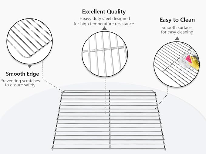 BAC475 Upgraded Portable Grill Grates for Traeger TFT18KLD Grill Parts, Metal Cooking Grate Replacement Part for Traeger Wood Pellets & Smoker Grill Accessories,15.87”L x 11.42”W