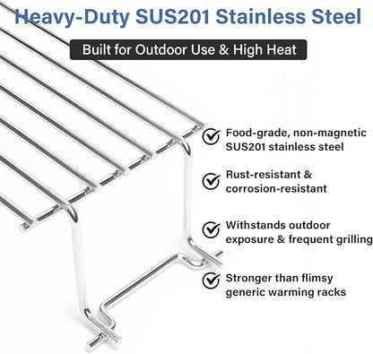 7641 Stainless Steel Warming Rack - Replacement for Weber Spirit 300/II 300 Series (Front Control: E310/S310/E320/S320/SP330), Fits Genesis Silver Gold B/C Grills