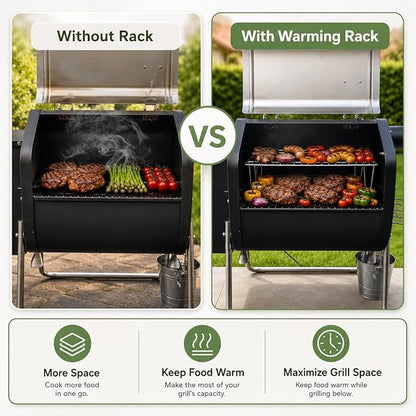 GRISUN Warming Rack for Green Mountain Grill Davy Crockett Pellet Grill, Upper Rack Replacement for GMG-6016, Grill Rack Addition for Doubled Cooking Space (14" x 10" x 3.5")