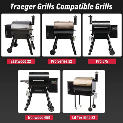 Utheer Folding Front Shelf for Traeger Pro 22, Pro 575, Ironwood 650 Pellet Grills, BAC362 Grill Accessory 25" x 12", Heavy-Duty Steel Table Supports 60 LBS, Foldable Prep & Storage Station