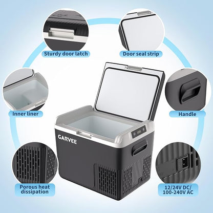 Garvee 12 Volt Refrigerator, 19QT 12V Car Fridge, Portable Freezer Compressor Electric Cooler, 12/24V DC 110-240V AC, Portable Refrigerator for RV/Truck/Camping, -4°F to 68°F