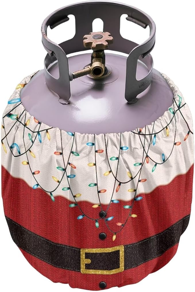 Santa Claus Propane Tank Cover 20lb Christmas Gas Tank Cylinder Cover for Outdoor Camping Yard Party Easy to Install Grill Accessories Gift for Holiday