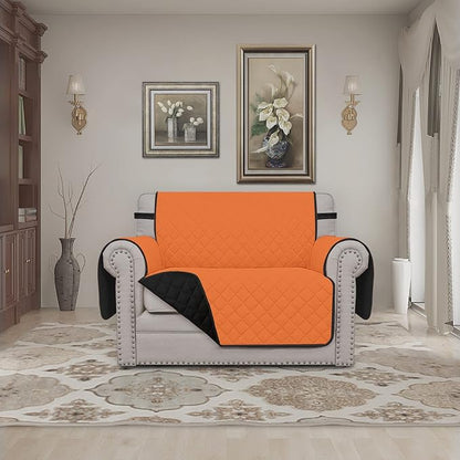 Easy-Going Reversible Couch Cover, Oversized Chair, Orange/Black | Machine Washable Slipcover For Dogs, Water Resistant Furniture Mat For Living Room, Non-Slip Sofa Cover, Pet Friendly