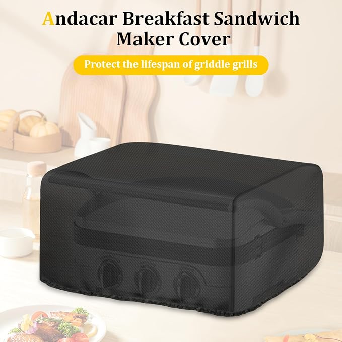 Panini Press Cover for Cuisinart Panini Press GR-4NP1 | Waterproof Sandwich Maker Cover Indoor Grill 5-in-1 Stainless Steel Griddler Covers - 14" L×13" W×7" H, Black