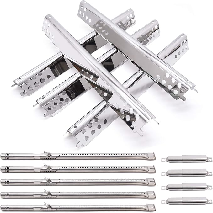 Criditpid Grill Replacement Parts for Charbroil Performance 5 Burner 463347519, 463275517, 463243518, 4 Burner 463347017, 463377319, 463342119, Grill Burner, Heat Plate Tent Shield, Carryover Tube.