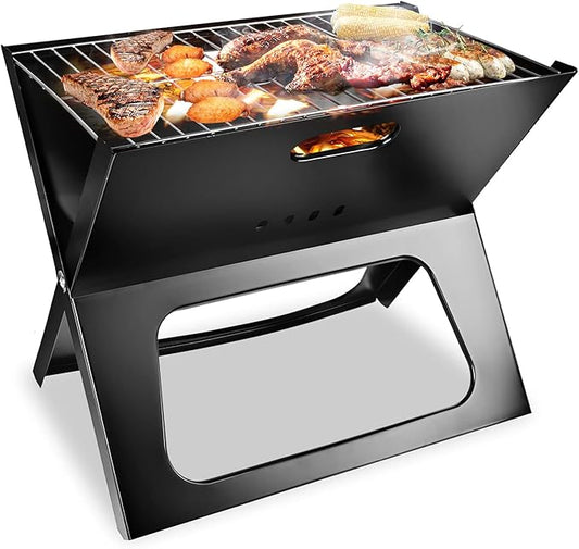 NewHome Foldable Portable Charcoal BBQ Barbecue Grill Camping Home Outdoor Party Smoker For Yard Garden Terrace Picnic Travel Tailgating Backpacking Camping Beach Patio