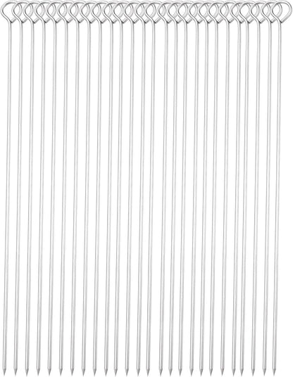 12 Inch Long Metal BBQ Kabob, Stainless Steel Skewers Shish Kebab Skewers 30 Pack (12Inch BBQ Skewers-30p)