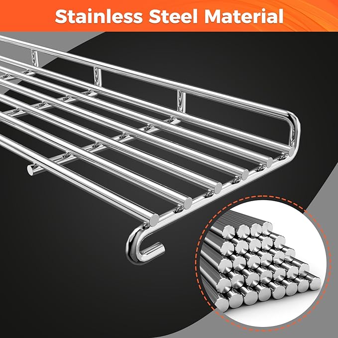 QuliMetal Grill Warming Rack for Weber GS4 Genesis II E-410, II S-410, II SE-410 Grills, Grill Parts for Weber Genesis II 400 Series, Stainless Steel Warming Rack for Genesis 66045