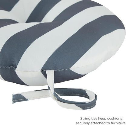 15 x 15 Round Bistro Chair Cushion, Reversible Patio Seat Cushion with Attached Ties, Polyester Fabric, Recycled Polyfiber Fill, Set of 2 - Canopy Gray