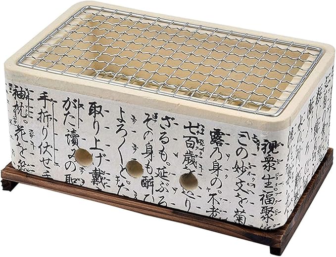 Japanese Ceramic Tabletop BBQ Grill, Portable Mini Charcoal Cooker for 2-3 Persons, Compact Design, Ideal for Outdoor Cooking and Dining