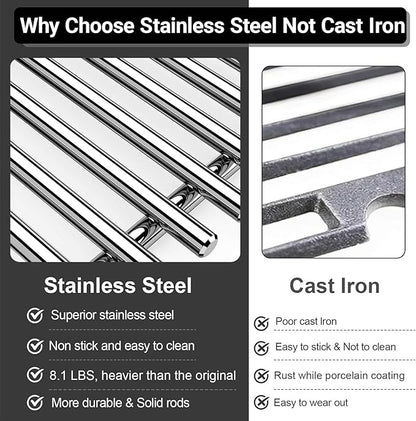 Spirit Grill Grates Stainless Steel 7637 for Weber Spirit E210 Grill Replacement for Weber Spirit 200 & Spirit GS4 II E210 Grill Parts for Weber Spirit Stainless Steel Grates 17.5" E210 E220 S210 S220