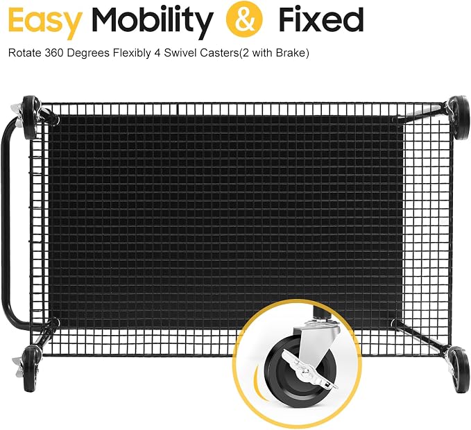 2-Tier Utility Cart with Wheels, Metal Cart with 1000LBS Capacity, NSF Heavy Duty Rolling Cart, Commercial Grade Serving Tool Storage Carts for Warehouse Garage Kitchen, 24"D x 40"W x 39"H, Black