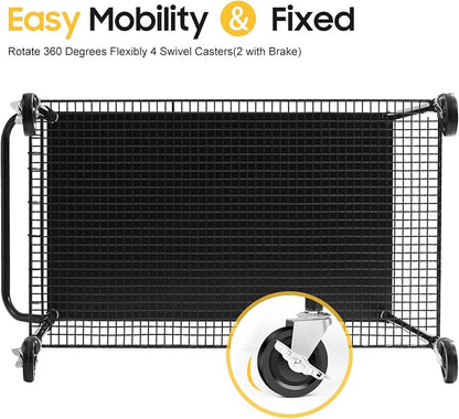 2-Tier Utility Cart with Wheels, Metal Cart with 1000LBS Capacity, NSF Heavy Duty Rolling Cart, Commercial Grade Serving Tool Storage Carts for Warehouse Garage Kitchen, 24"D x 40"W x 39"H, Black