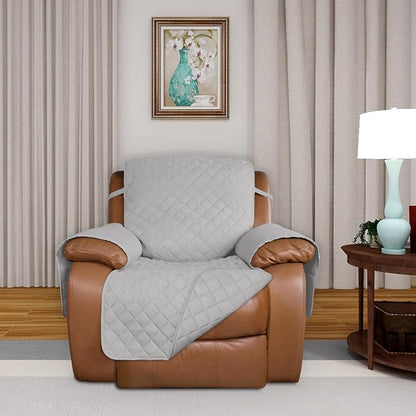 PureFit Reversible Recliner Chair Covers Couch Covers for Dogs, 28 in | Light Gray/Light Gray, Water Resistant Couch Protector, Washable Pet Couch Cover with Non Slip and Elastic Straps For Kids