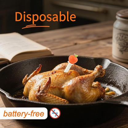 15-Piece Popup Turkey Thermometer Set with Meat Injector and Apple-Shaped Covers, Disposable Poultry Timers for Roasting Chicken and Turkey, 175°F-180°F Instant Indicator, Festive Gift Kit
