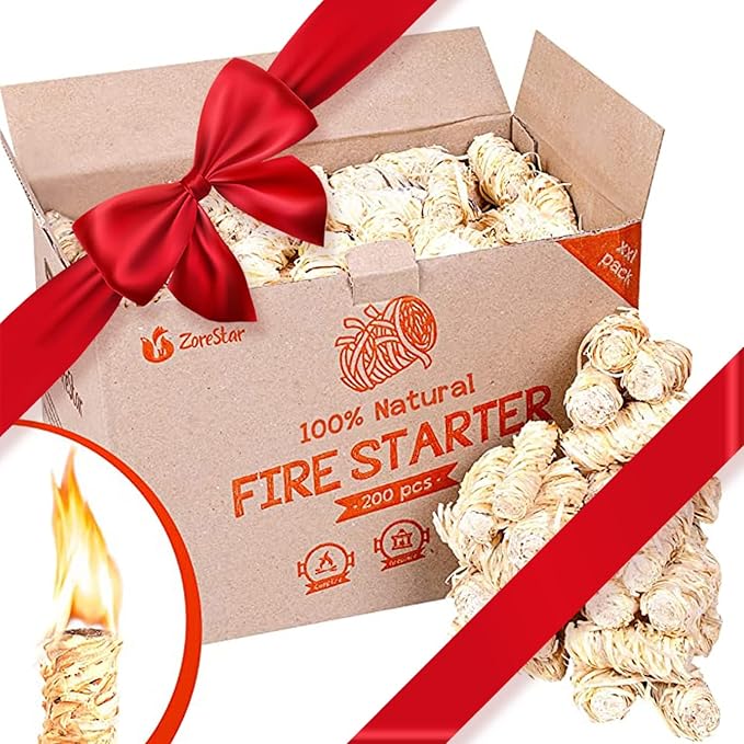 Fire Starters XXL 200 pc - Firelighters for Indoor and Outdoor Use, Compatible with Solo Stove, Green Egg and Other Grills and BBQs - Box of 100% Waterproof Firestarters
