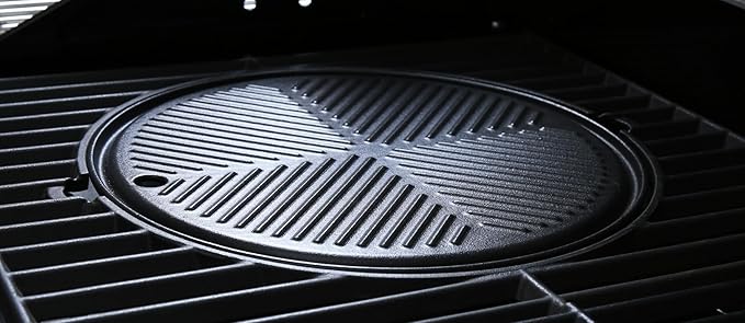 Monument Grills 12-Inch Reversible Round Porcelain Coated Cast Iron Cooking Plate
