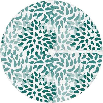 Fitted Round Tablecloth with Umbrella Hole and Zipper Abstract Nature Outdoor Elastic Table Cloth 45"-56" Oil-Proof Waterproof Green Nature Patio Table Cover for Picnic Party