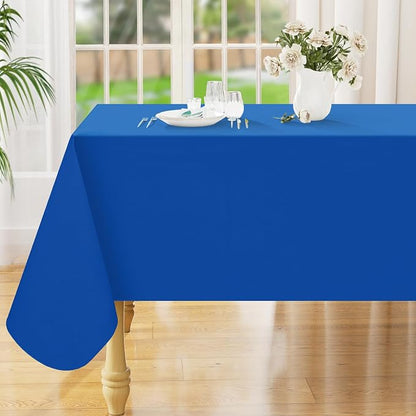 Smiry Rectangle Table Cloth 54x78 Inch, Waterproof Wipeable Vinyl Tablecloths Protector, Oil Spill Proof Plastic Table Cover for Dining, Picnic, Camping, Outdoor, Blue