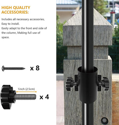 Stainless Steel Patio Railing Umbrella Holder, Deck Umbrella Mount, Black | Easy Installation, Sturdy, Fits Umbrellas up to 1.9", Save Space, Railing Mounting Brackets, Heavy Duty Outdoor Umbrella Base