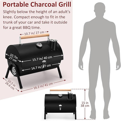 Portable Grill Charcoal with Charcoal Chimney Starter, Leonyo Small BBQ Charcoal Grill for Tabletop and BBQ Chimney Starter, Perfect for Charcoal Grill and BBQ, Sturdy and Easy to Use BBQ Grill Tool