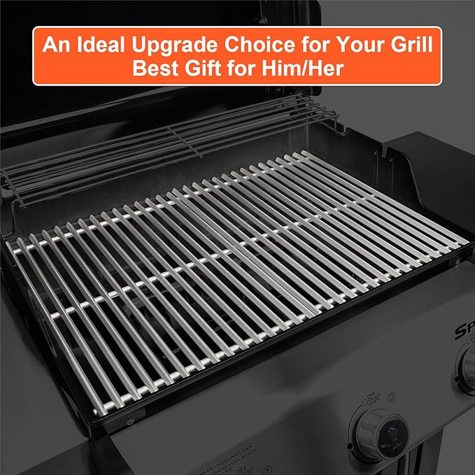 9.5MM 17.5" Grill Grates for Weber Spirit 300 & GS4 Spirit II 300 Series, SUS304 Grill Parts for Weber Spirit E 310 S-310 E/S-320 E/S-330, Genesis Silver B/C, Genesis Gold B/C Grills, 7638 7639