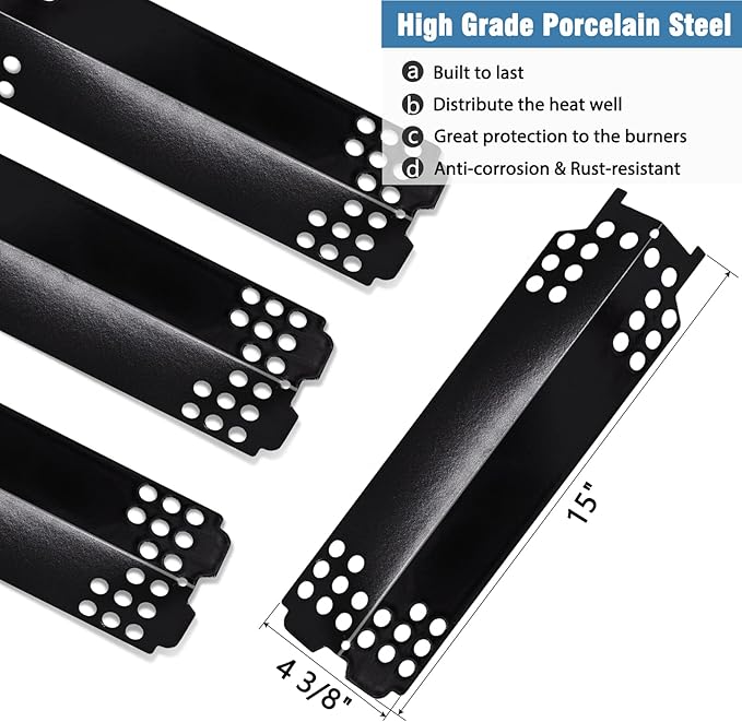 Yiming Grill Replacement Parts for Charbroil 463436215, 463436214, 463439915, 463436213, 463439914 Grill Models. Grill Burner Tubes, Heat Plate Shields, Carryover Tubes, and Grill Igniter Kit.