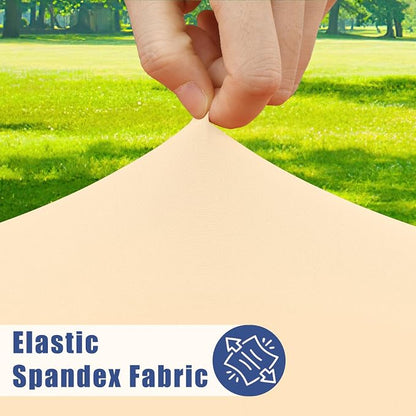 Moosfor 2 Pack Rectangle Spandex Fitted Table Cloth, 8FT Elastic Tablecloth | Washable Picnic Table Cover, Stretch Waterproof Table cloths for Party, Patio, Dining, Kitchen, 30" x 96", Ivory
