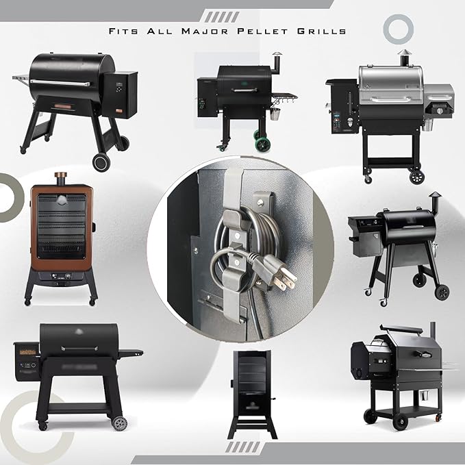 Magnetic Power Cord Organizer for Traeger Pellet Grills and Smokers - Three powerful magnets with anti-slip design for Tangle-Free Cord Storage, Fits Most Pellet Smoker Accessory