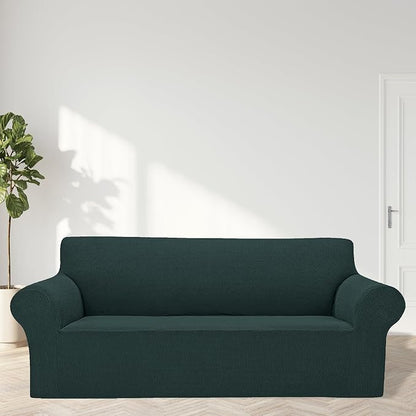 Cupuamon 2026 New Stretch Oversized Sofa Slipcovers Couch Sofa Cover for 4 Seater Furniture Protector Covers with Elastic Bottom Jacquard Fabric Small Checks for Pets, Kids - Hunter