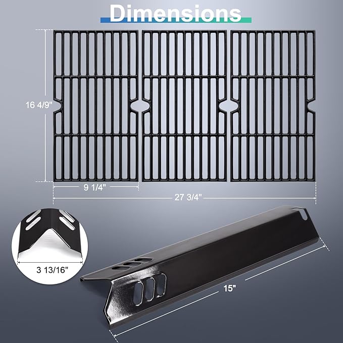 Hiorucet Grill Grease Tray Kits for Dyna Glo DGF493BNP Replacement Parts, Backyard BY13-101-001-12, Adjustable 24''-30'' Drip Pan, Grates, Heat Plates for Dyna Glo Grill Replacement Parts 4 Burner.