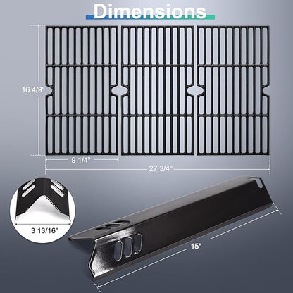 Hiorucet Grill Grease Tray Replacement Parts for Dyna Glo DGF493BNP, Backyard Grill BY13-101-001-12, Adjustable 24''-30'' Drip Pan, Grid Cooking Grates, Heat Plate Tent Shields, Burner and Igniter.