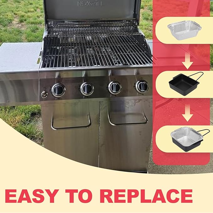 Grill Drip Pan for Nexgrill 720-0830H 720-0925P 720-0830D 720-08882A 720-0896 720-0888S Replacement Parts, Grill Drip Tray for Cuisinart CGG-7400 CGG-8500 Grease Catcher & 15pack Aluminum Foil Liner