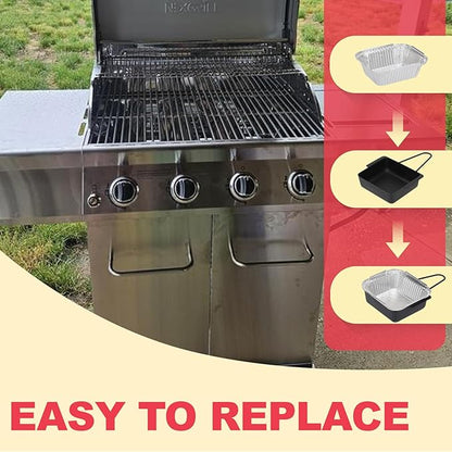 Grill Drip Pan for Nexgrill 720-0830H 720-0925P 720-0830D 720-08882A 720-0896 720-0888S Replacement Parts, Grill Drip Tray for Cuisinart CGG-7400 CGG-8500 Grease Catcher & 15pack Aluminum Foil Liner
