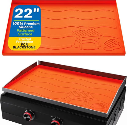 22" Premium Silicone Griddle Cover for Blackstone 22 Inch Grill, Heavy Duty Food-Grade Silicone Grill Mat with Gift-Worthy Pattern, Year-Round Protection from Dirt & Rust (Orange, 22in)