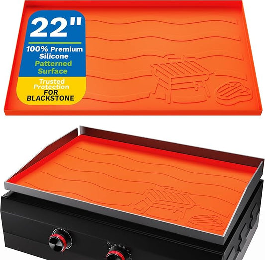 22" Premium Silicone Griddle Cover for Blackstone 22 Inch Grill, Heavy Duty Food-Grade Silicone Grill Mat with Gift-Worthy Pattern, Year-Round Protection from Dirt & Rust (Orange, 22in)