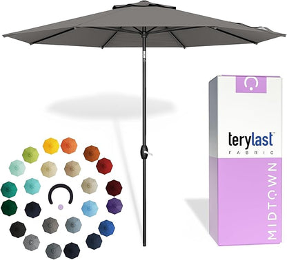 Midtown Umbrellas The Lean Patio Umbrella (Terylast Fabric - Charcoal, 10 Foot)