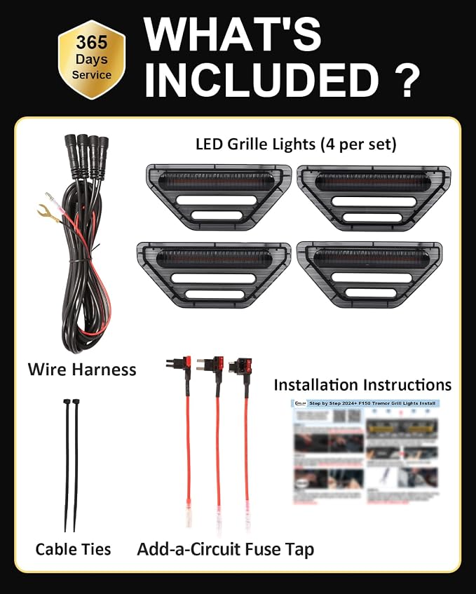 Front Grill Raptor Lights for Ford F150 2024 2025 2026 (White, Tremor) | 5th Gen F150 Grille Marker Lights, Waterproof F150 LED Lights Accessories, Snap-in Installation, OEM Style, Off-road Driving