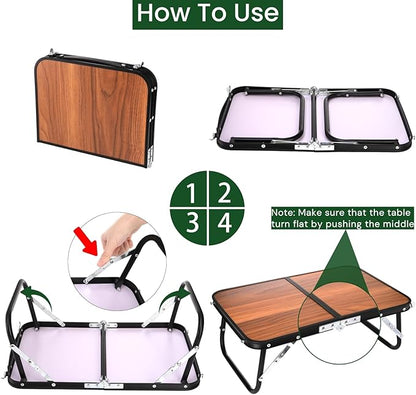 Folding Camping Table | Mini Portable Beach Table with Carry Handle, Ultralight Compact Picnic Dining Low Table for Indoor Outdoor, Garden, BBQ