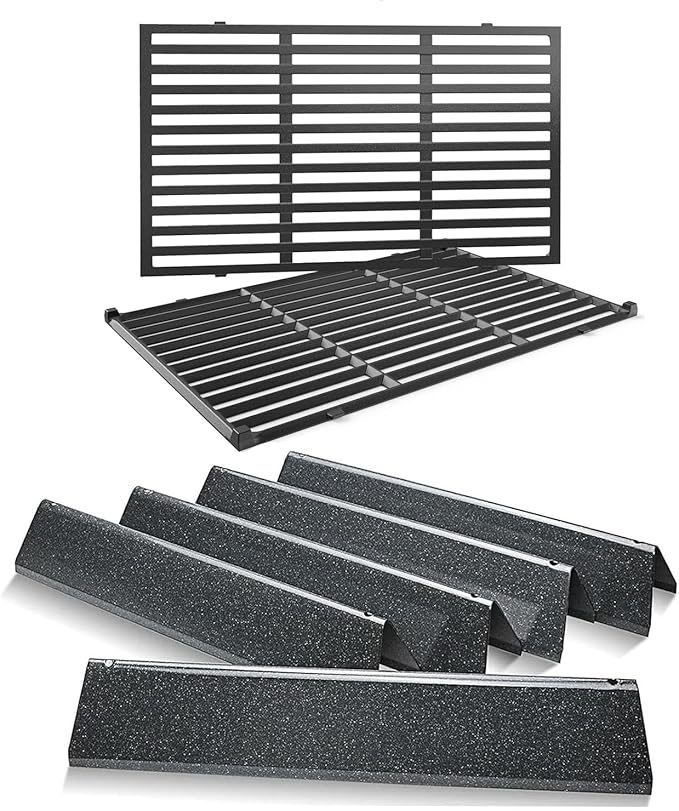 Spirit E310 Grill Parts Replacement Kit, 7636 Flavorizer Bars & 7638 Grates for Weber Spirit & Spirit II 300 Series E310 E320 E330 S310 S320 S330 (Front Control), 15.3" Heat Plates, 17.5" Grates