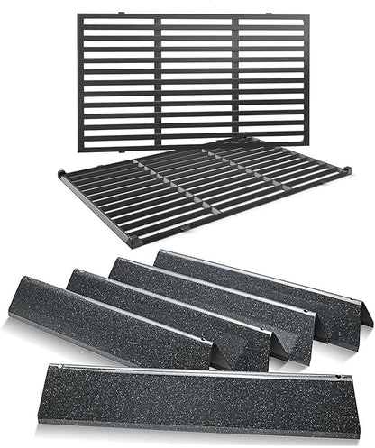 Spirit E310 Grill Parts Replacement Kit, 7636 Flavorizer Bars & 7638 Grates for Weber Spirit & Spirit II 300 Series E310 E320 E330 S310 S320 S330 (Front Control), 15.3" Heat Plates, 17.5" Grates