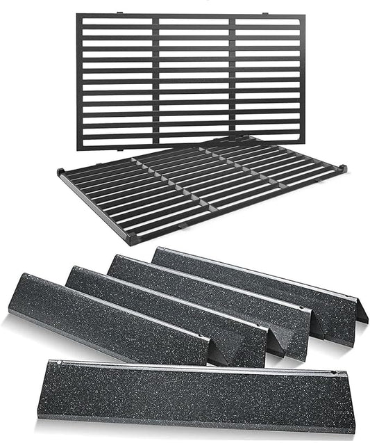 Spirit E310 Grill Parts Replacement Kit, 7636 Flavorizer Bars & 7638 Grates for Weber Spirit & Spirit II 300 Series E310 E320 E330 S310 S320 S330 (Front Control), 15.3" Heat Plates, 17.5" Grates