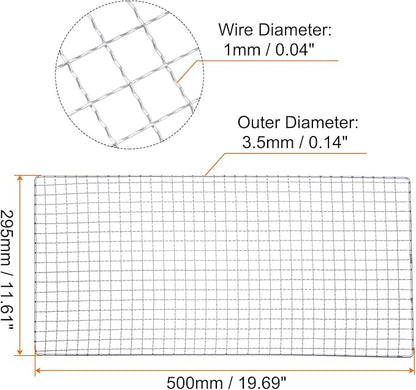 HARFINGTON Square BBQ Grill Net 29.5x50cm Electroplated Stainless Steel Barbecue Mesh Mat for Baking Smoking Charcoal Grilling Roasting