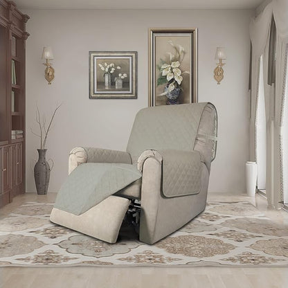 Easy-Going Reversible Couch Cover, Recliner 19 in, Beige/Beige | Machine Washable Slipcover For Dogs, Water Resistant Furniture Mat For Living Room, Non-Slip Sofa Cover, Pet Friendly