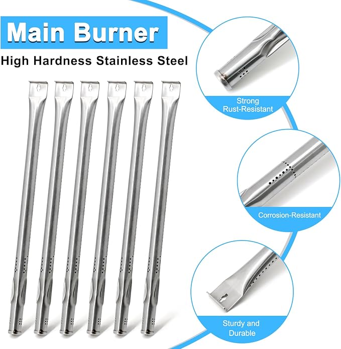 Replacement Parts for Nexgrill 720-0896B 720-0896 720-0896E 720-0882A 720-0925P 720-0925, Grease Tray, 6 Pack Burner Tubes & Ignitors & Flame Tamers for Nexgrill 6 Burner 720-0896B Gas Grill