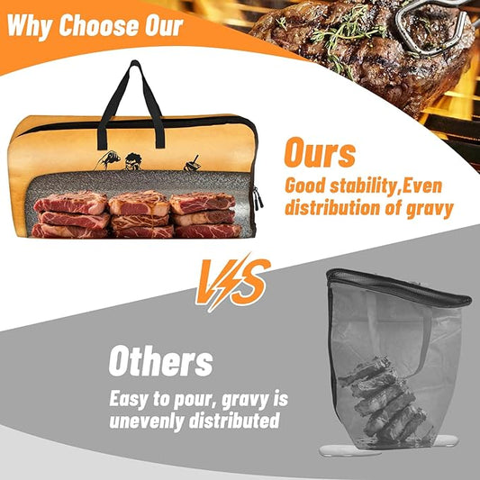 CINNIE&JHIN BBQ Blanket for Resting Meat, Smoking Meat Resting Bag, Reusable Meat Resting Blanket Suitable for Brisket, Steaks, Pork, Turkey, Perfect Grilling Gifts for Men(21in Khaki)