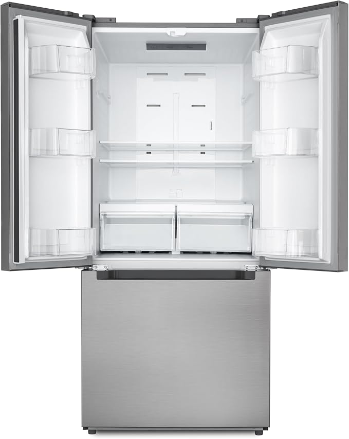 KoolMore 30-Inch and 18.5 cu. ft. Counter Depth French Door Refrigerator with Three Doors and Deep Freezer in Stainless-Steel (KM-RERFDSS-18C)