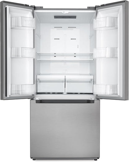 KoolMore 30-Inch and 18.5 cu. ft. Counter Depth French Door Refrigerator with Three Doors and Deep Freezer in Stainless-Steel (KM-RERFDSS-18C)